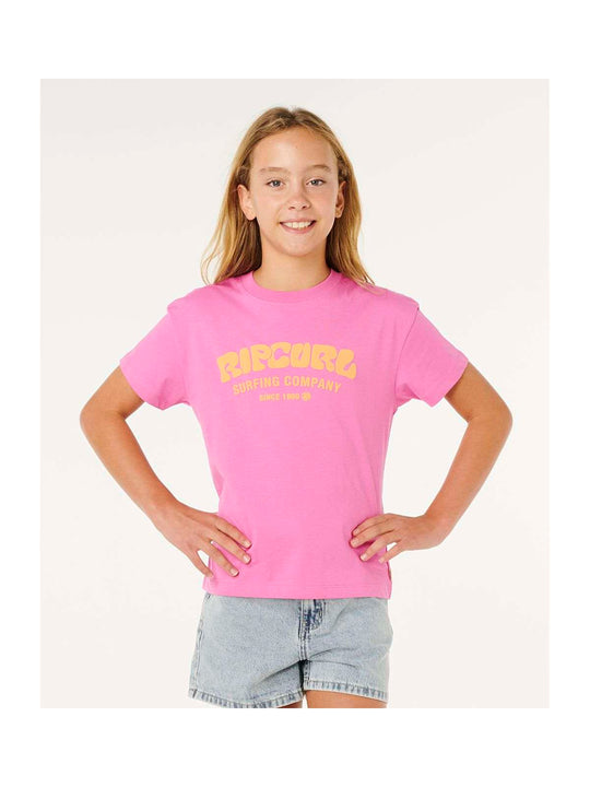Koszulka dziewczęca RIP CURL Surf Puff Relaxed Tee- Girl różowa
