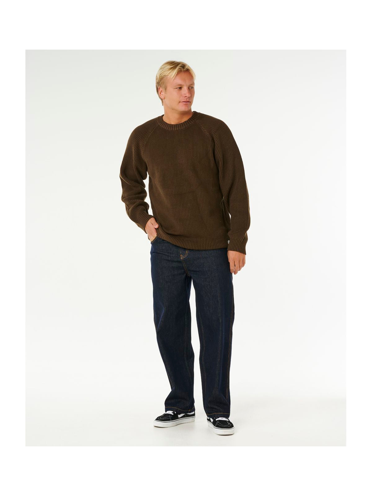 Sweter męski RIP CURL Premium Surf Knit Crew Brązowy brązowy