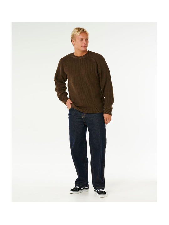 Sweter męski RIP CURL Premium Surf Knit Crew Brązowy brązowy
