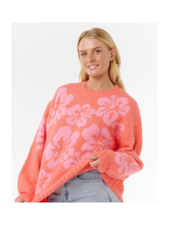 Sweter RIP CURL HIBISCUS HEAT JACQUARD CREW czerwony
