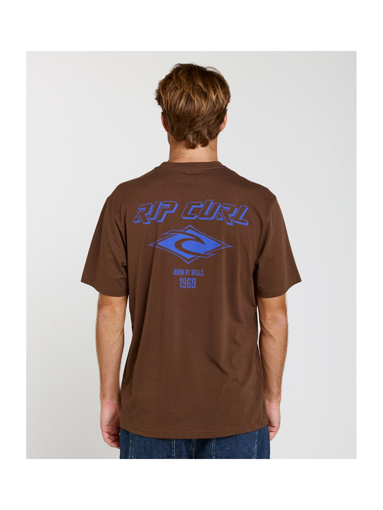 Koszulka męska RIP CURL Fade Out Icon Tee brązowa
