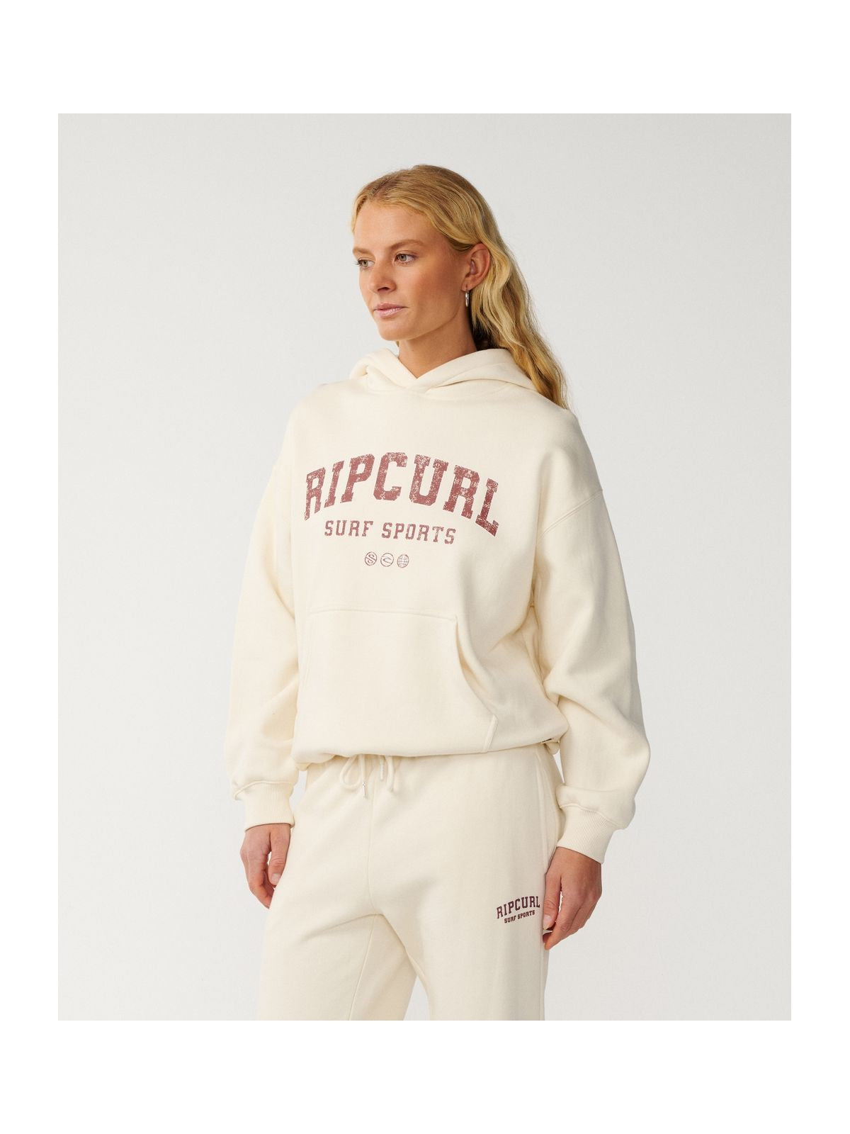 Bluza damska RIP CURL Varsity Sports O/S Hood biała