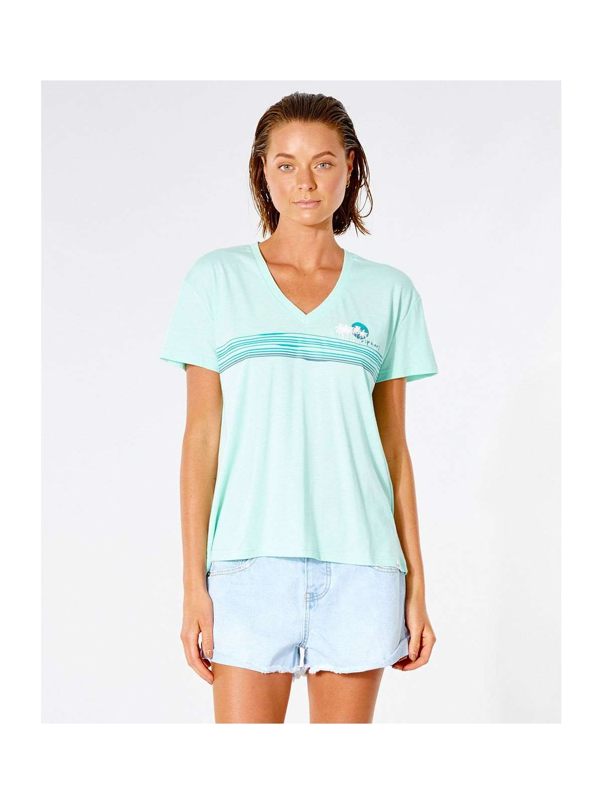 T-Shirt RIP CURL Sunset V-Neck Tee - niebieski - Koszulka - Adventure Sports