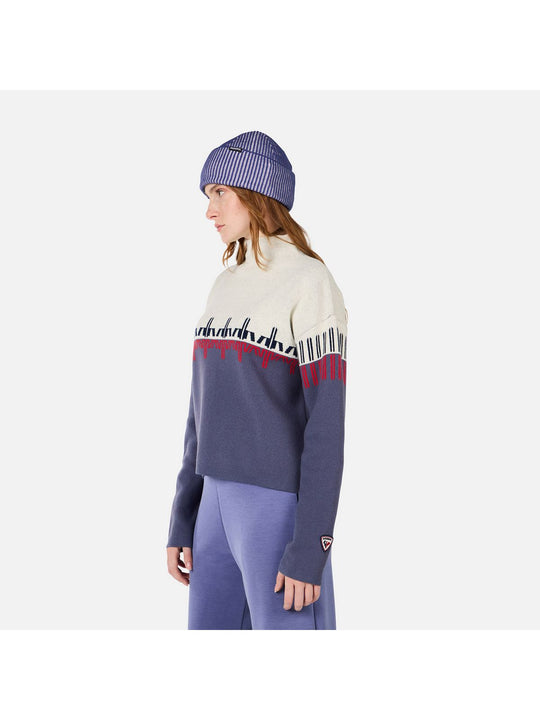 Sweter damski ROSSIGNOL W PATTERNED TN SWEATER niebieski
