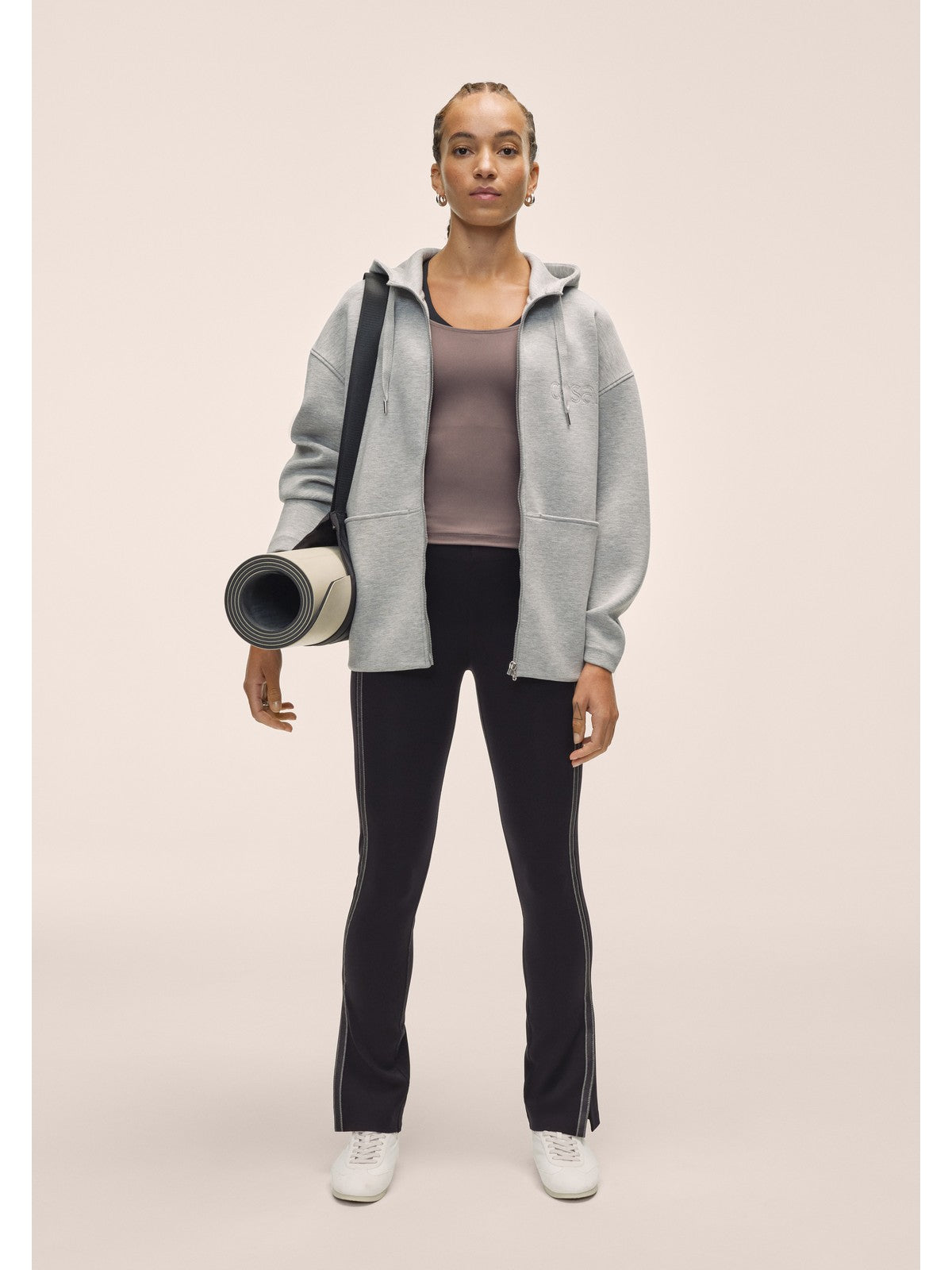 Bluza damska CASALL Scuba Billow Zip Hoodie kolor szary