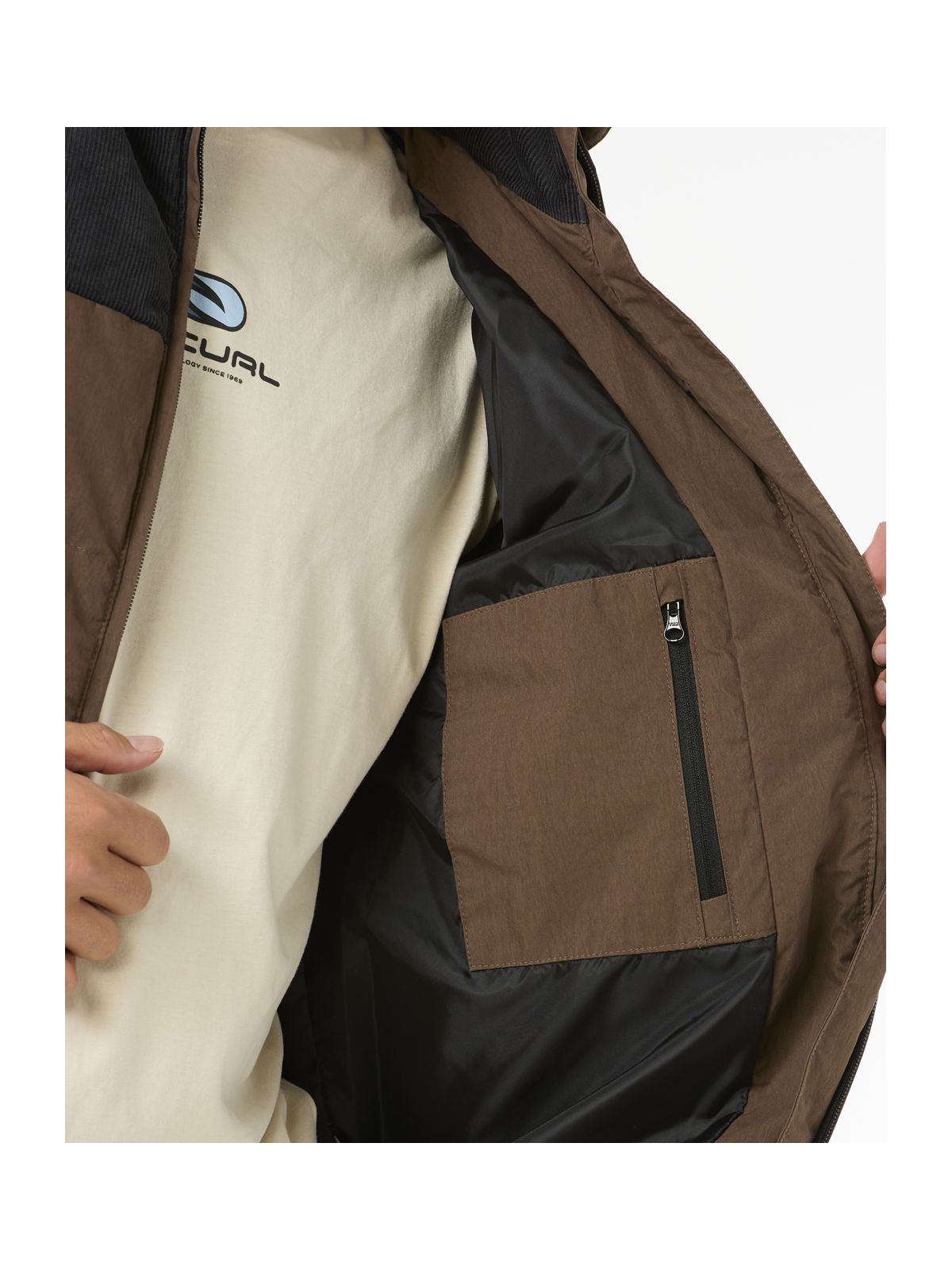 Kurtka RIP CURL FADE OUT CORD PUFFER JACKET brązowa