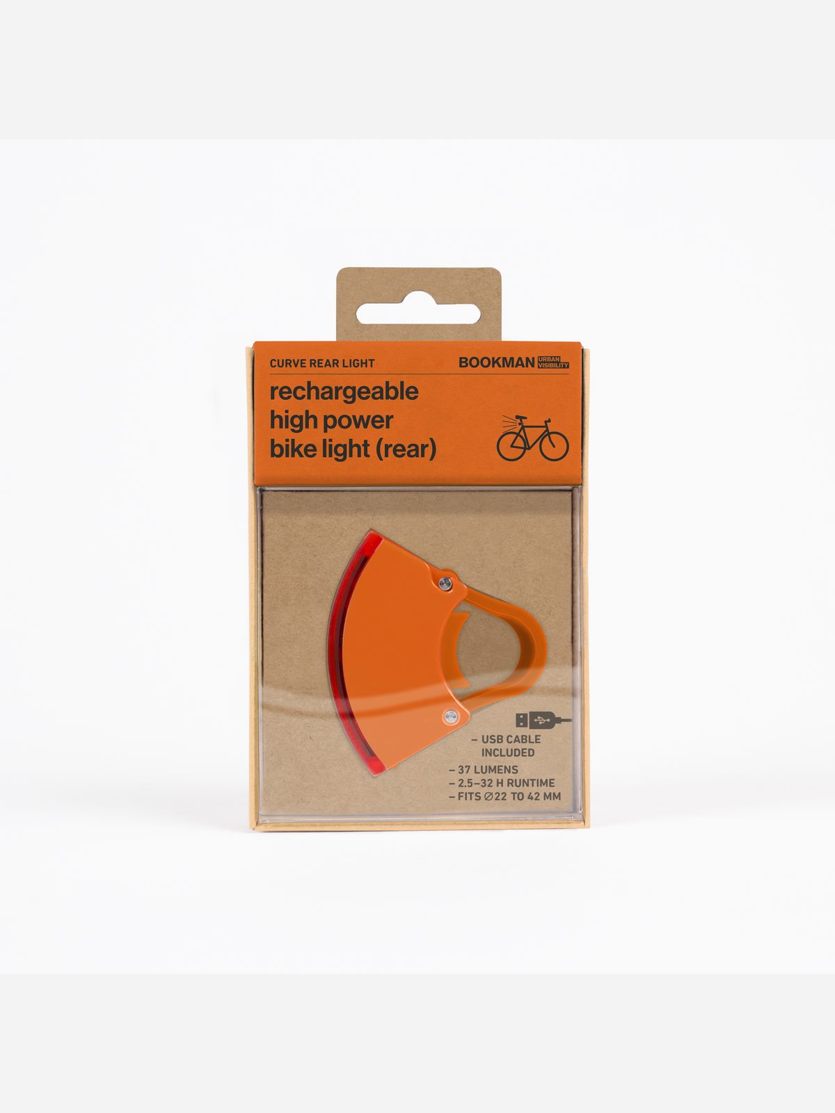 Lampka rowerowa BOOKMAN Curve Rear Light 37lm pomarańczowy