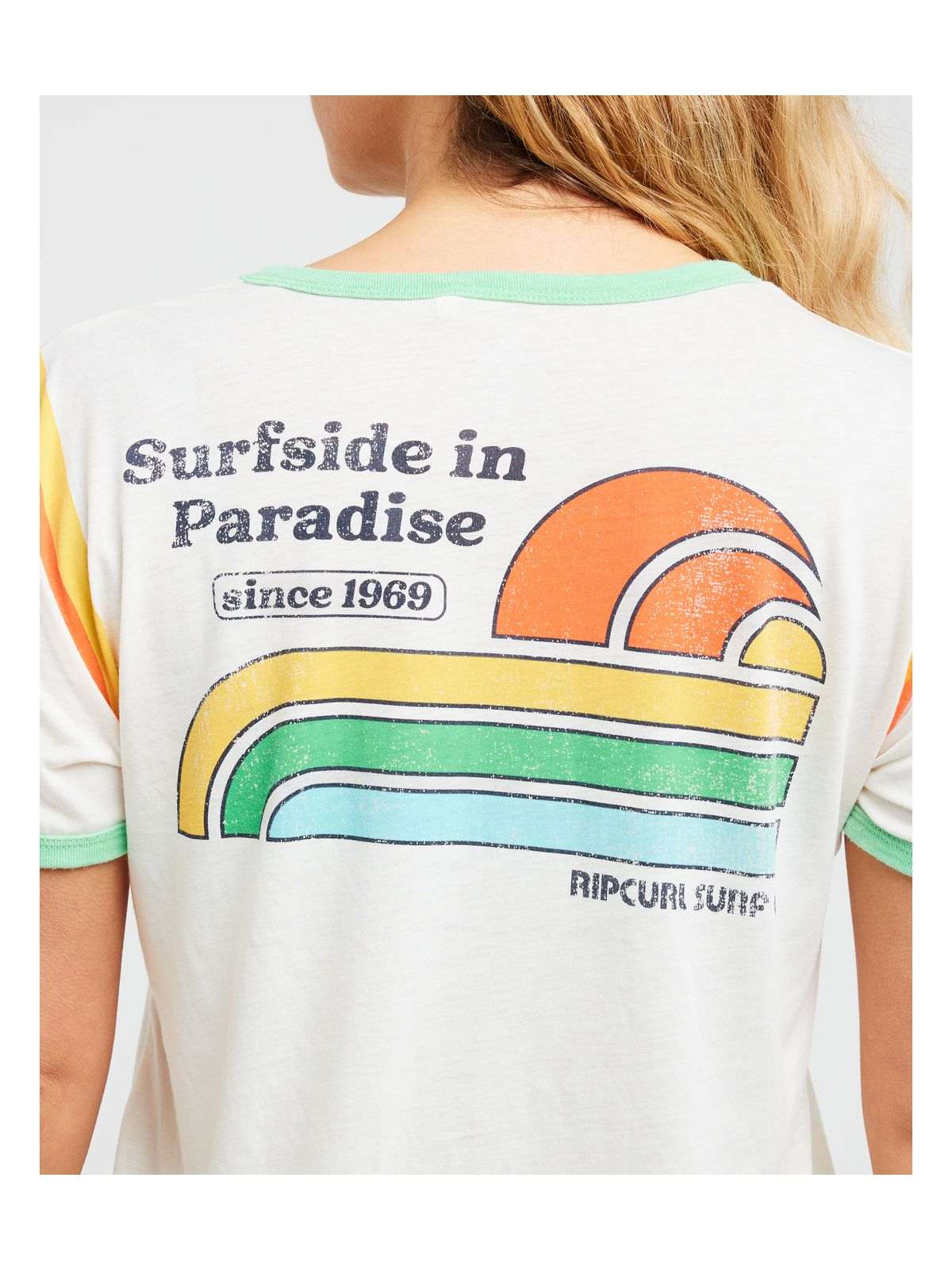 Koszulka damska RIP CURL Surf Side Ringer Tee beżowa