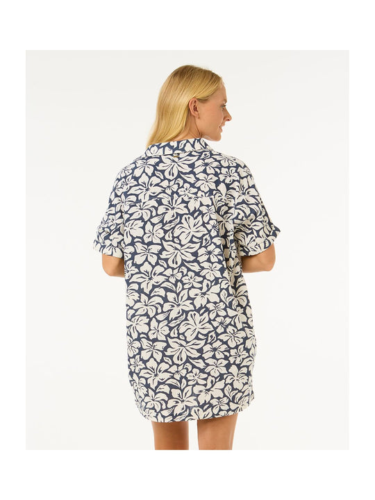 Sukienka koszulowa RIP CURL Las Dalias Ss Shirt Dress granatowa w kwiaty
