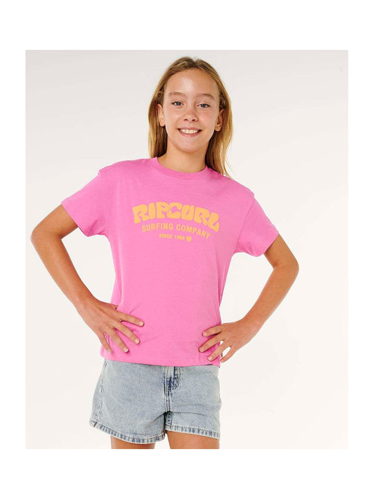 Koszulka dziewczęca RIP CURL Surf Puff Relaxed Tee- Girl różowa
