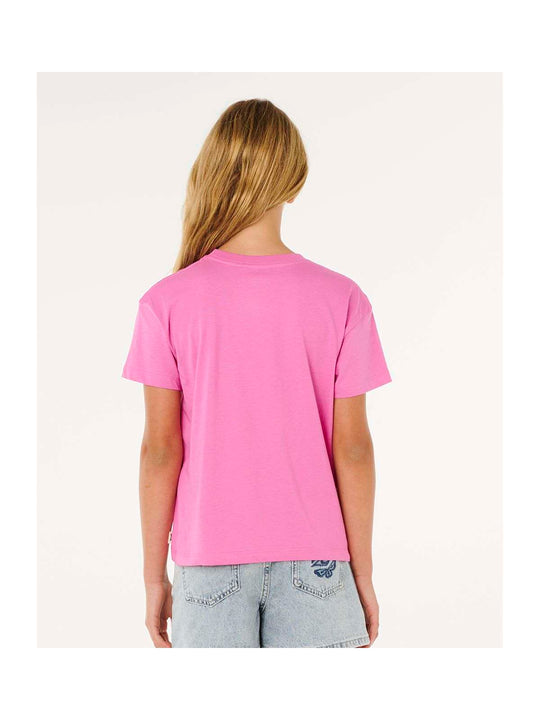 Koszulka dziewczęca RIP CURL Surf Puff Relaxed Tee- Girl różowa
