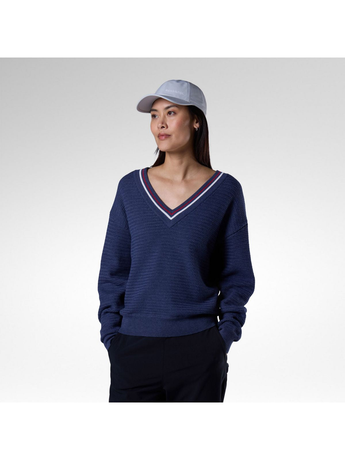 Sweter damski ROSSIGNOL W Knitted V Neck granatowy