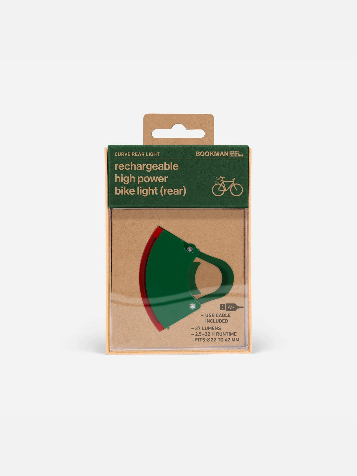 Lampka rowerowa BOOKMAN Curve Rear Light 37lm zielony