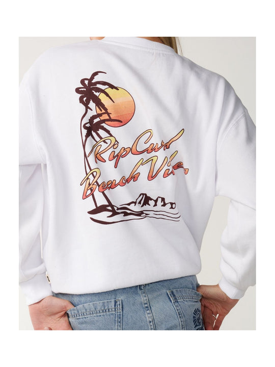 Bluza damska RIP CURL Beach Vibe Heritage Crew biała
