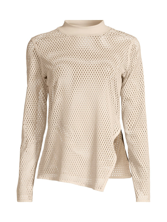 Koszulka treningowa damska CASALL Open Mesh Longsleeve kolor beżowy

