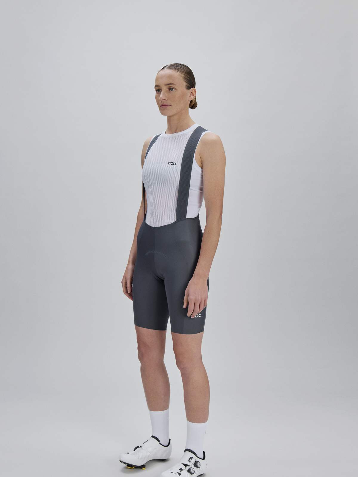 Spodenki rowerowe damskie POC W's Raceday Bib Shorts szare