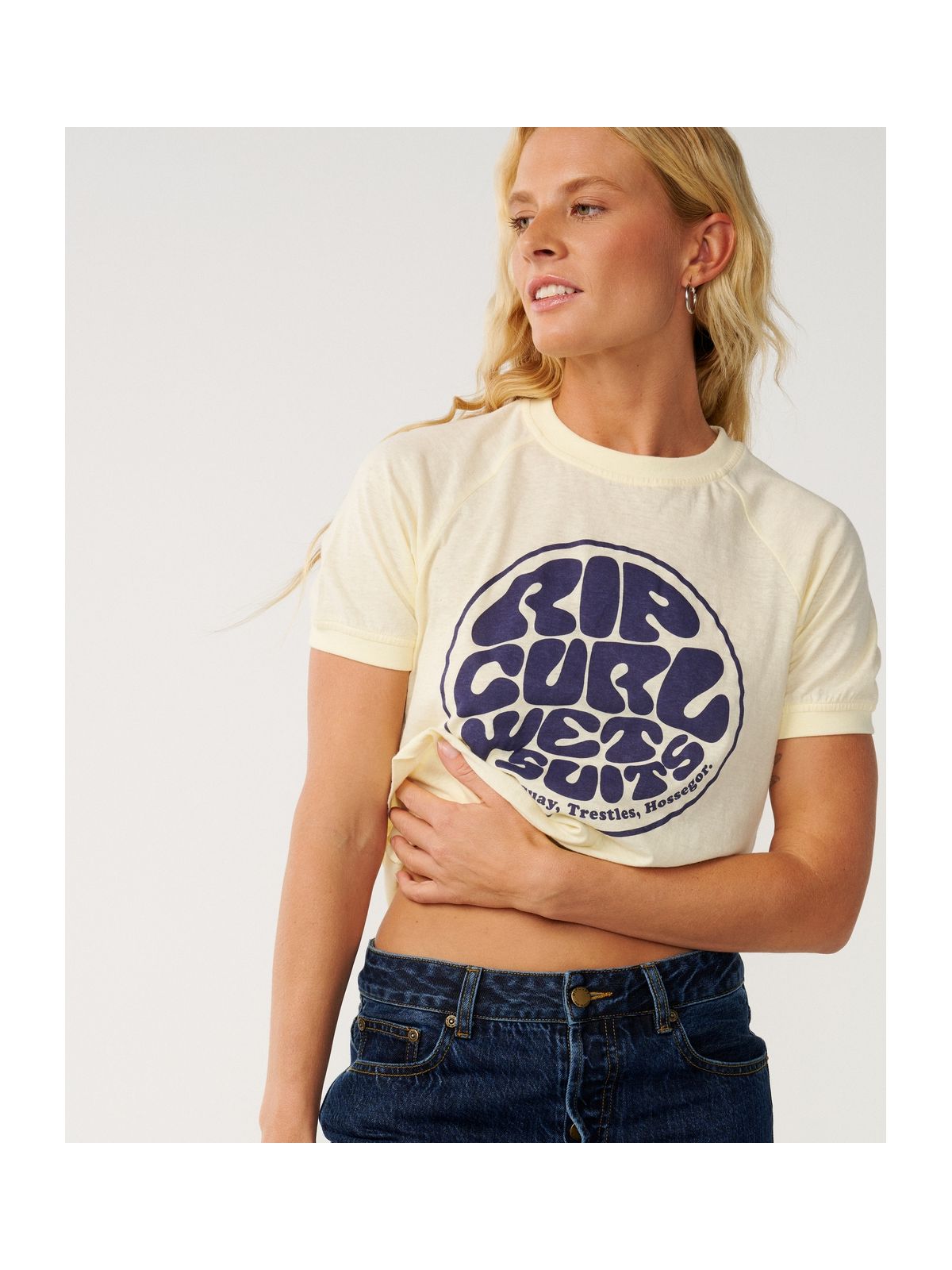 Koszulka damska RIP CURL Sg Wettie Ringer Tee żółta