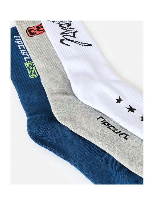 Skarpety męskie RIP CURL Retro Crew Sock 3-Pk szare
