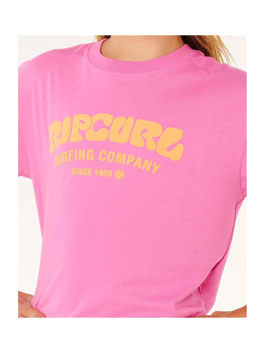 Koszulka dziewczęca RIP CURL Surf Puff Relaxed Tee- Girl różowa

