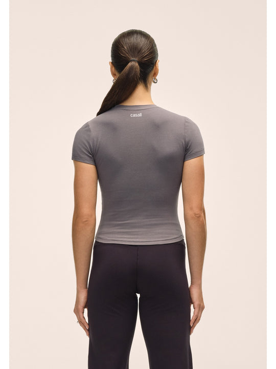 Koszulka treningowa damska CASALL Cotton Blend Slim Tee kolor szary
