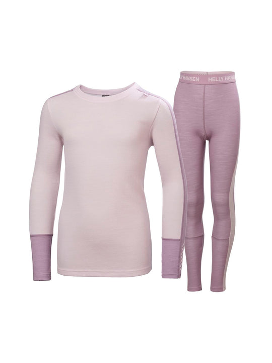 Bielizna termiczna dziecięca HELLY HANSEN JR LIFA MERINO MIDWEIGHT SET fioletowa
