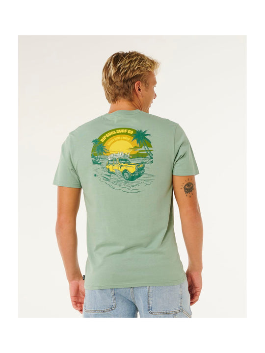 Koszulka męska RIP CURL Keep On Trucking Ss Tee zielona
