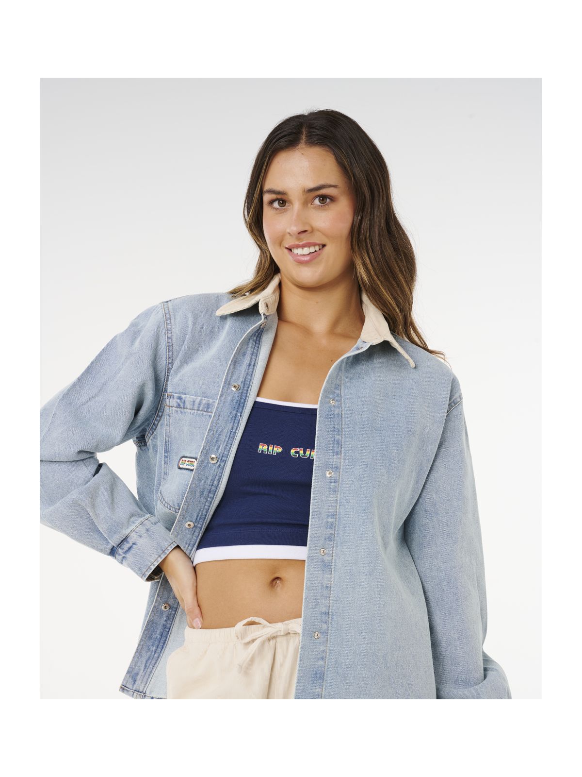 Koszula damska RIP CURL Surf Side Relaxed Denim Shirt niebieska