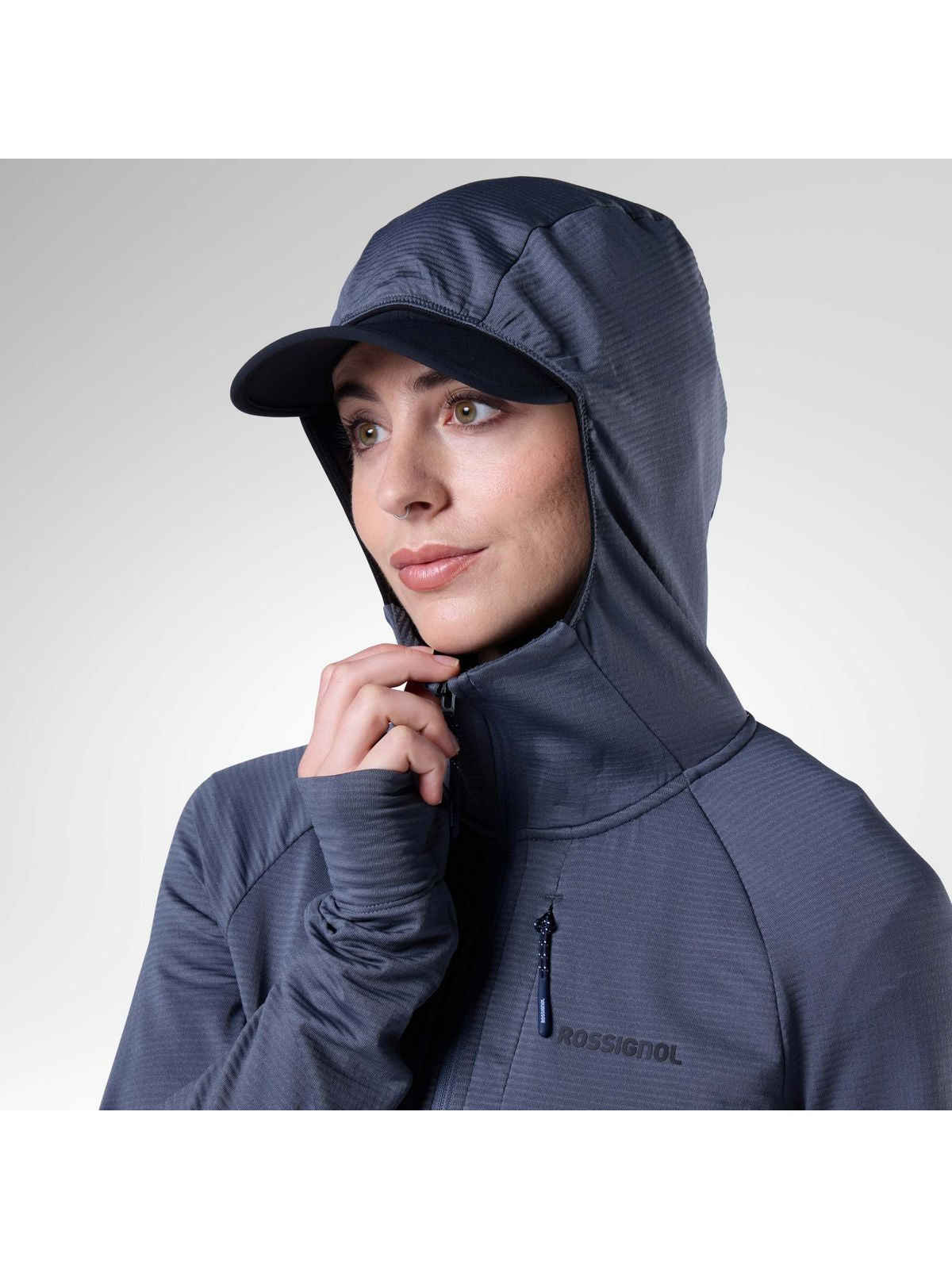 Bluza damska ROSSIGNOL W Textured Hoodie Mid Layer szara