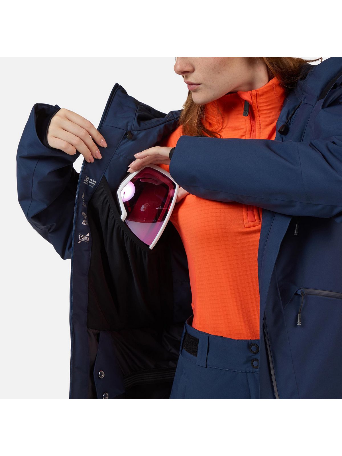 Kurtka narciarska damska ROSSIGNOL W ROCHRUN INSULATED JKT granatowa