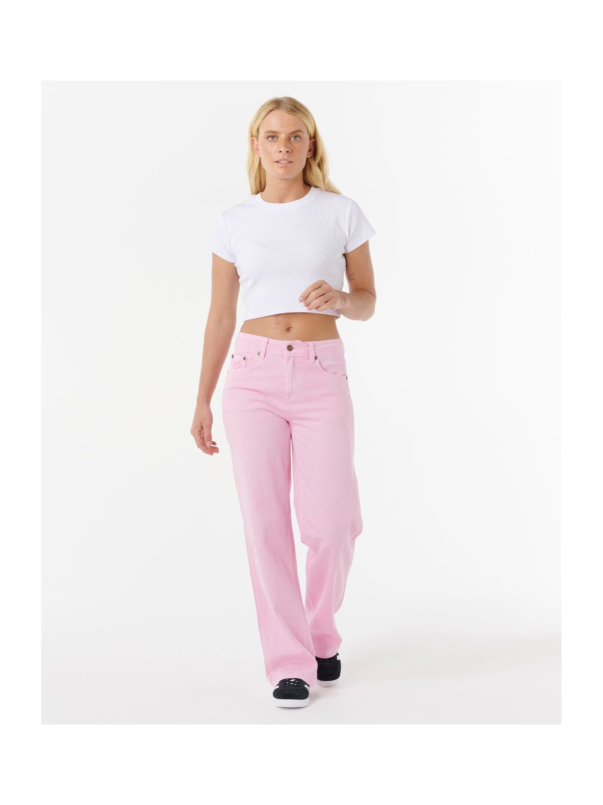 Spodnie RIP CURL AGGIE RELAXED JEANS różowe