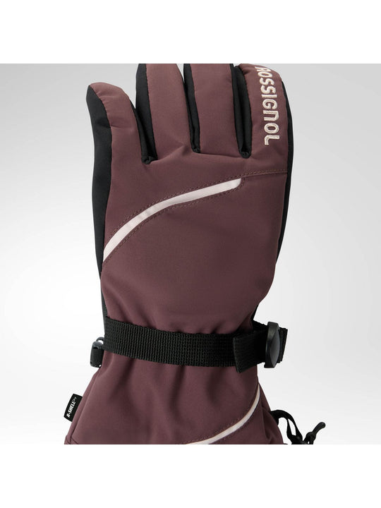Rękawice narciarskie damskie ROSSIGNOL W Temptation Ski Gloves R-Shel bordowe
