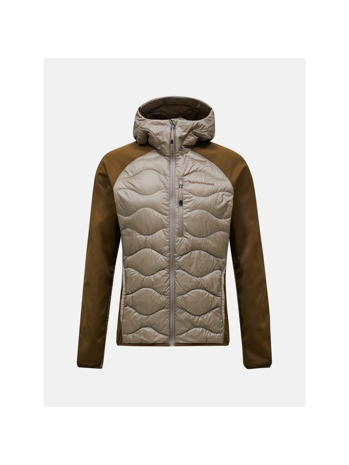 Kurtka puchowa męska PEAK PERFORMANCE Helium Down Hybrid Hood beżowa