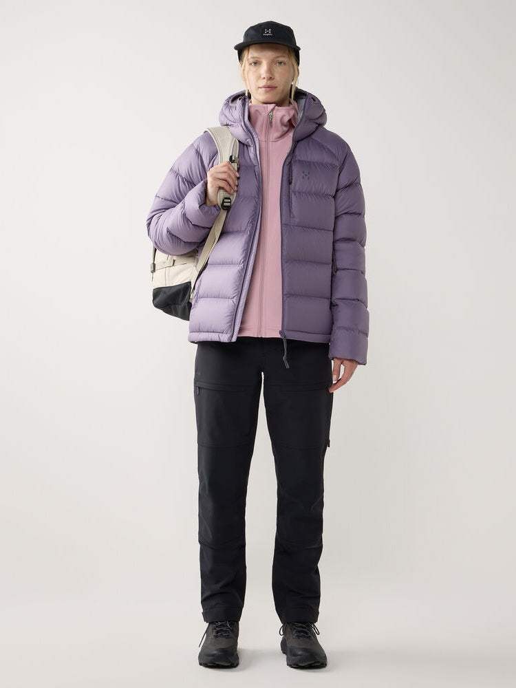 Kurtka puchowa z kapturem damska HAGLÖFS Rosson Down Hood Purple Fog