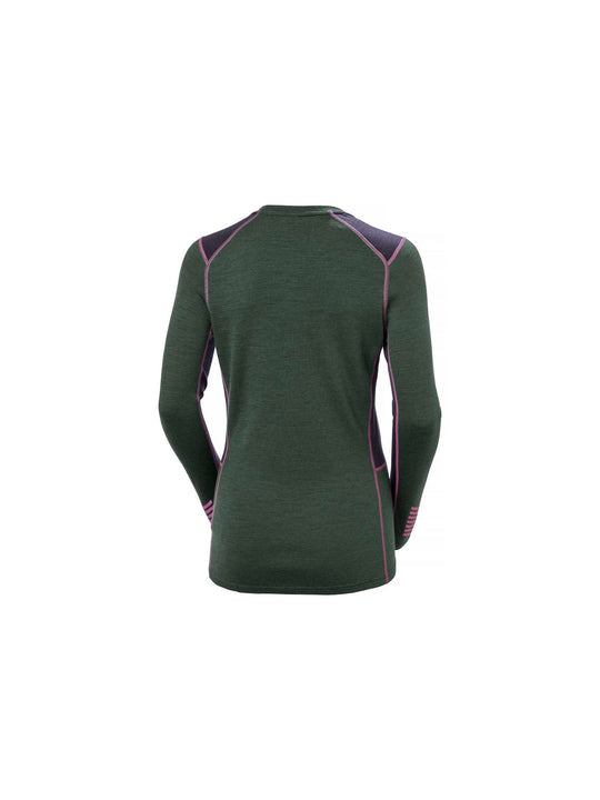 Koszulka damska HELLY HANSEN W Lifa Merino Midweight Crew kolor zielony
