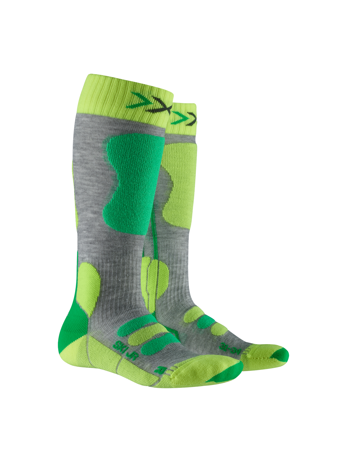 Skarpety narciarskie dziecięce X-SOCKS Ski Jr 4.0 szary melange / zielony / żółty