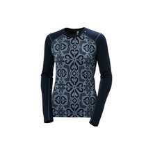 Koszulka damska HELLY HANSEN W Lifa Merino Midweight Graphic Crew kolor granatowy
