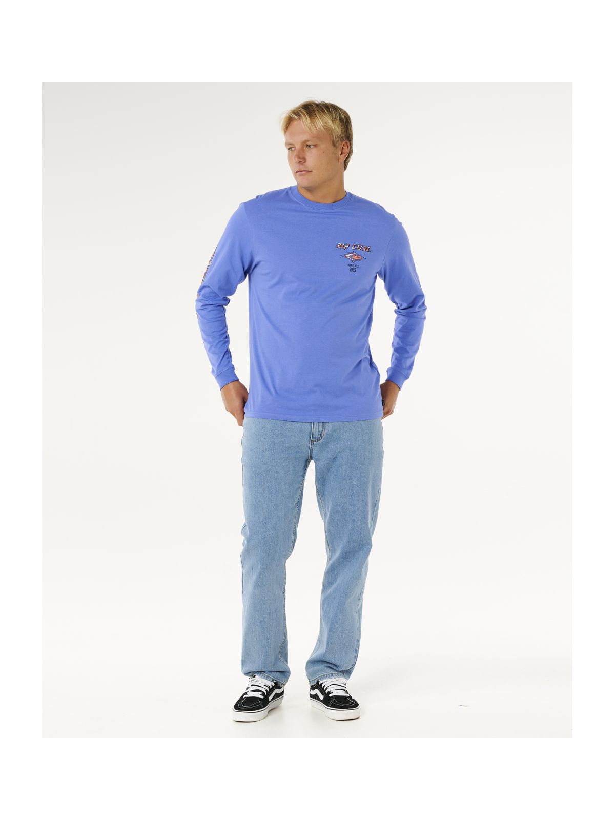 Koszulka męska RIP CURL Fade Out Icon L/S Tee niebieska