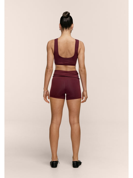 Legginsy treningowe damskie CASALL Sublime Folded Hotpants kolor bordowy
