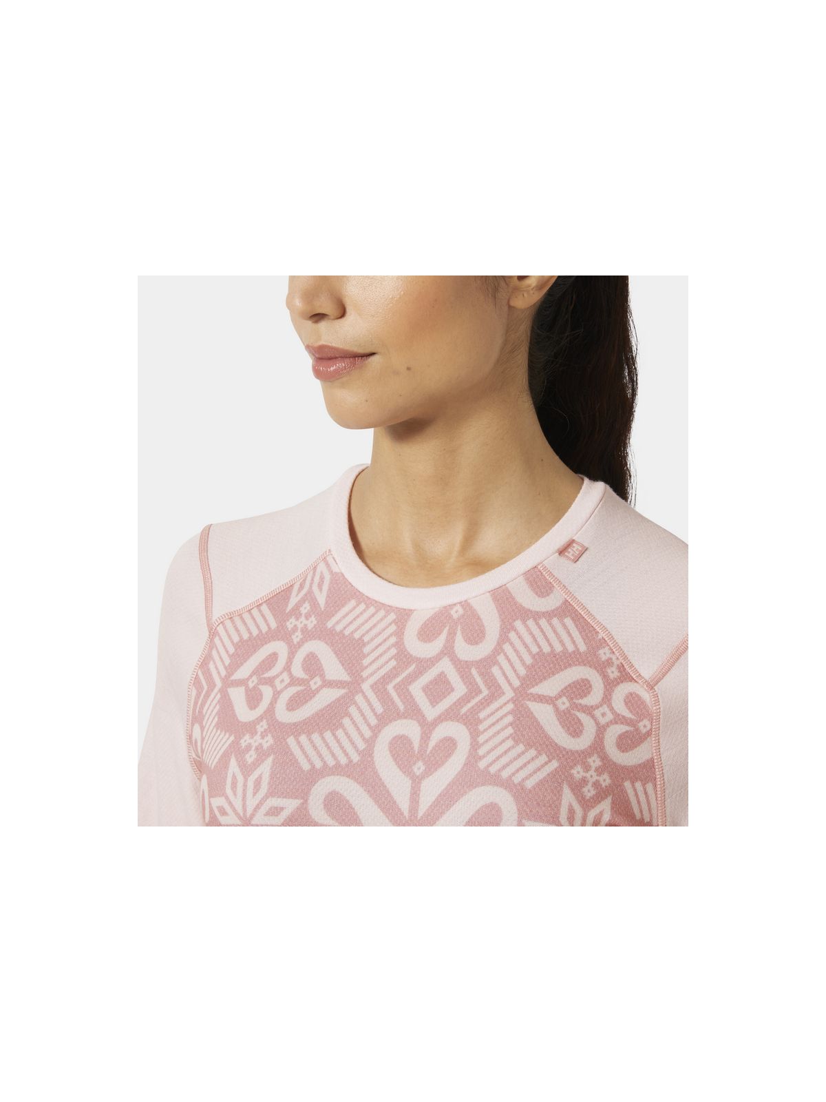 Koszulka damska HELLY HANSEN W Lifa Merino Midweight Graphic Crew kolor różowy