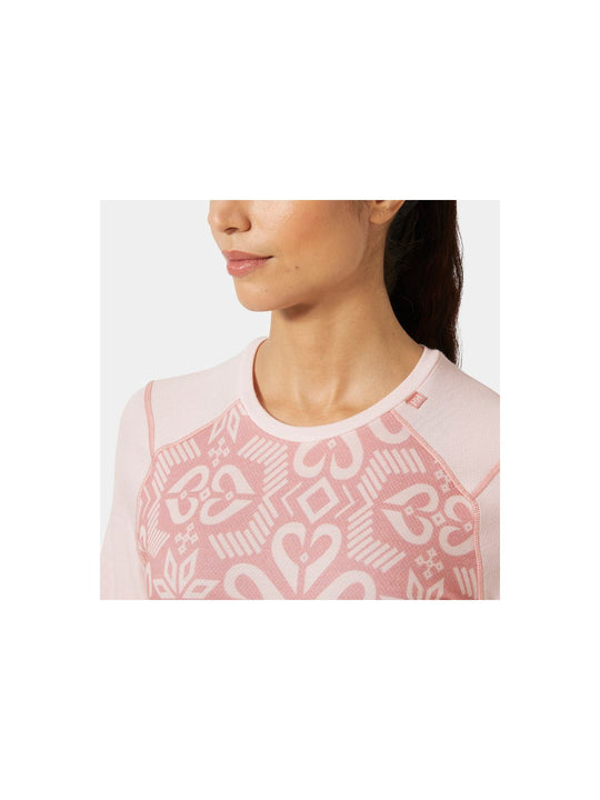 Koszulka damska HELLY HANSEN W Lifa Merino Midweight Graphic Crew kolor różowy
