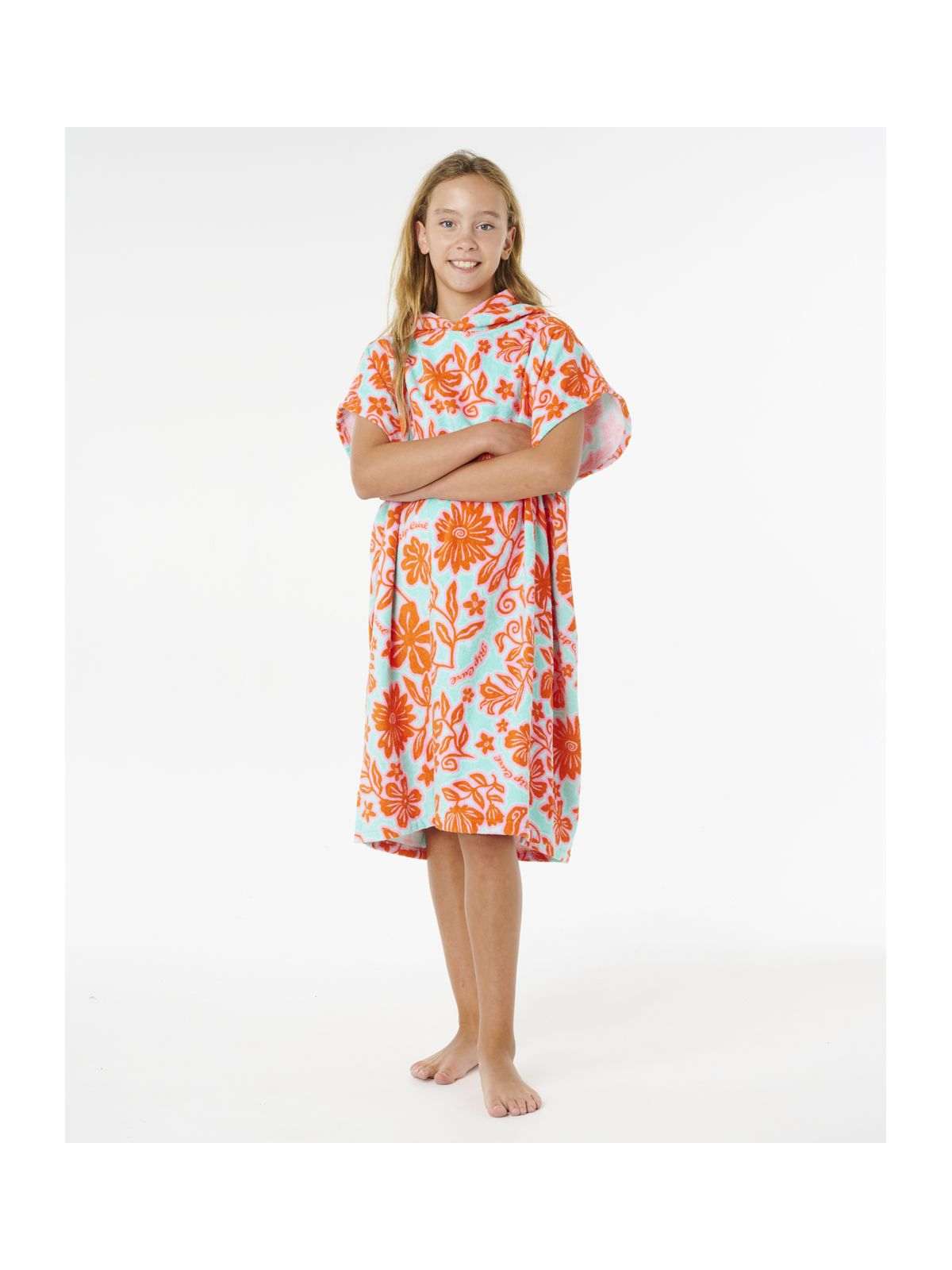 Ponczo dziewczęce RIP CURL Mixed Cotton Hooded Towel-Girl czerwone