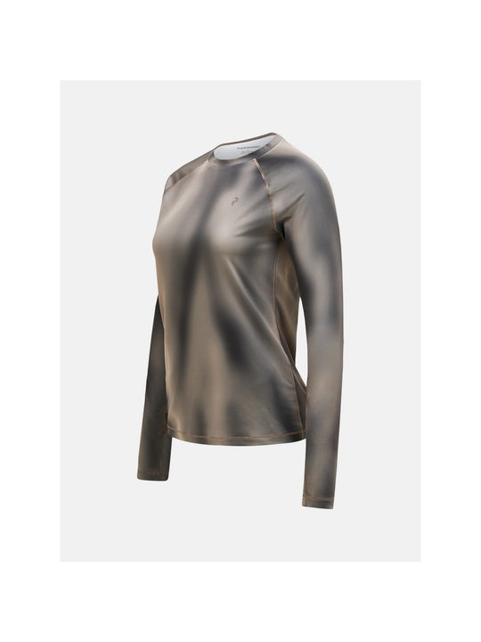 Koszulka termiczna damska PEAK PERFORMANCE Spirit Crew AOP Synthetic Baselayer beżowa
