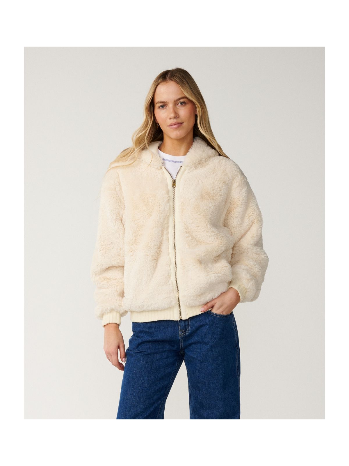Polar damski RIP CURL Bossa Nova Fluffy Polar Fleece biały
