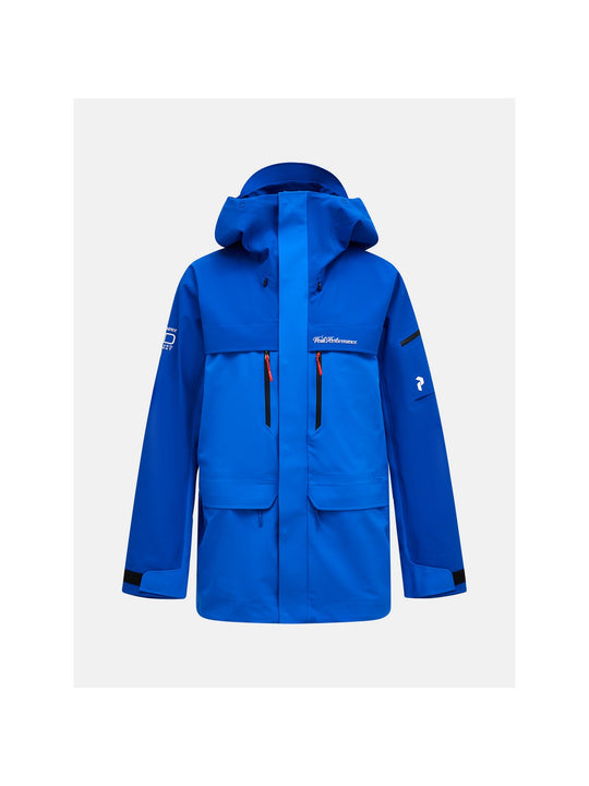 Kurtka narciarska męska PEAK PERFORMANCE 40Y R&amp;D Long GORE-TEX 3L C-KNIT Shell Jacket niebieska
