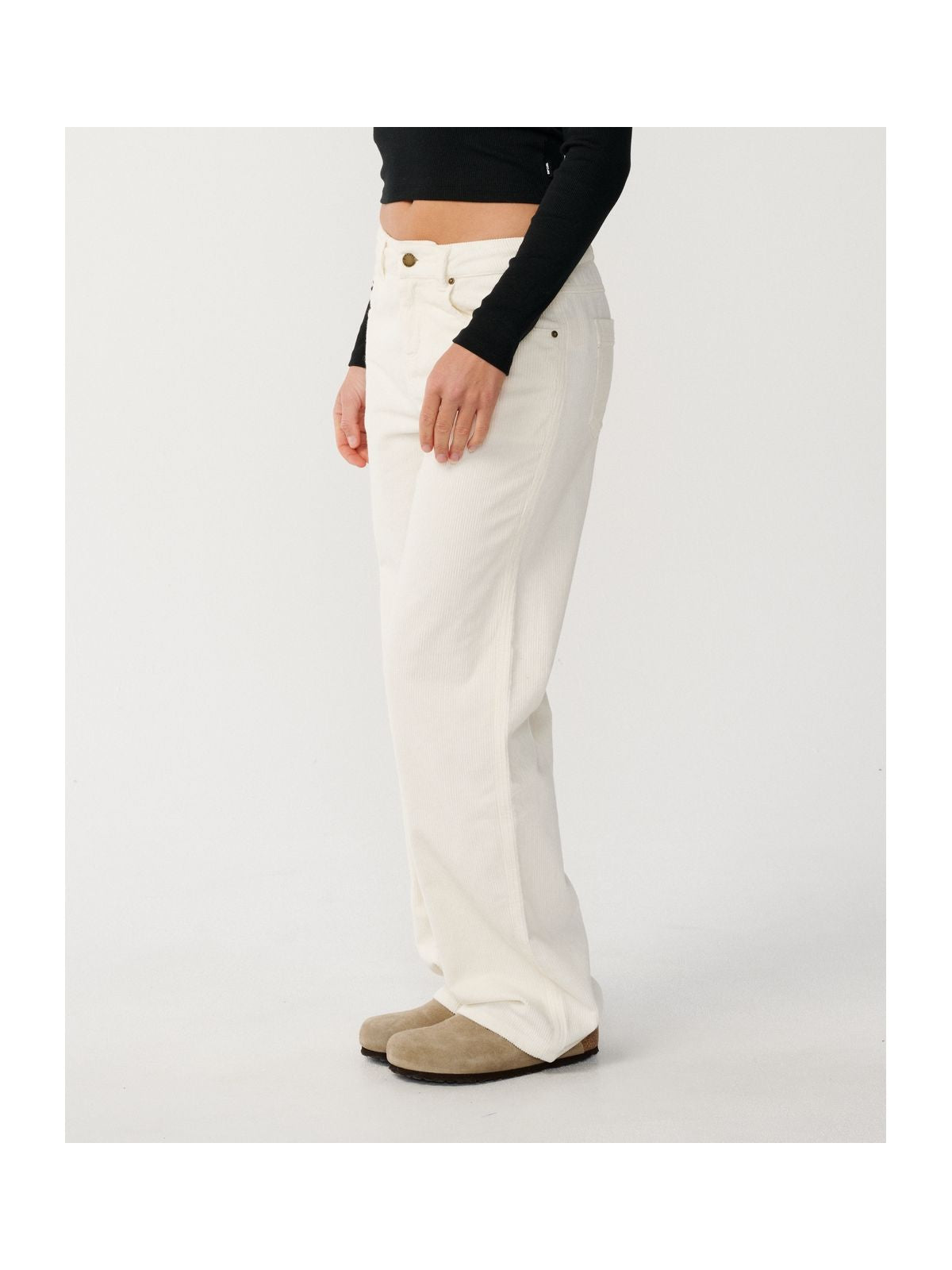 Spodnie damskie RIP CURL Aggie Cord Relaxed Pant białe