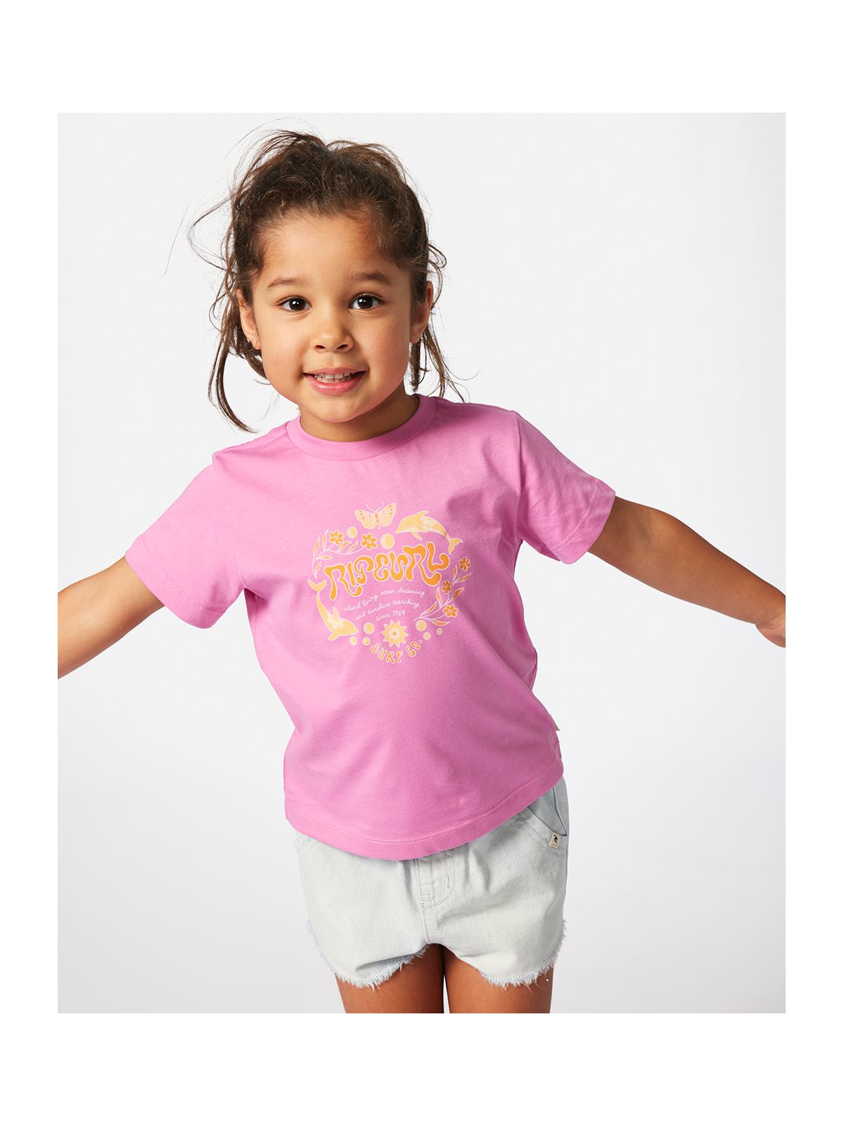 Koszulka RIP CURL Rainbow Logo/Desto Tee-Girl różowy