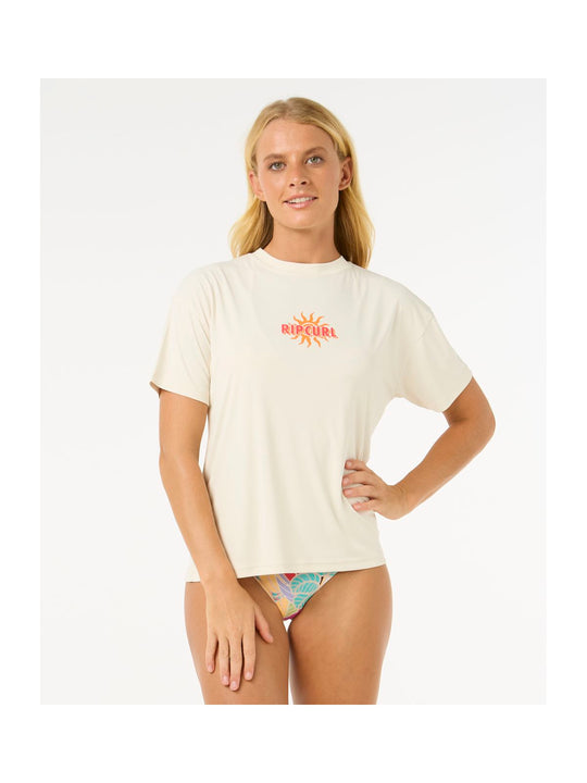 Lycra RIP CURL Cala Vadella Surflite Crop Ss biały
