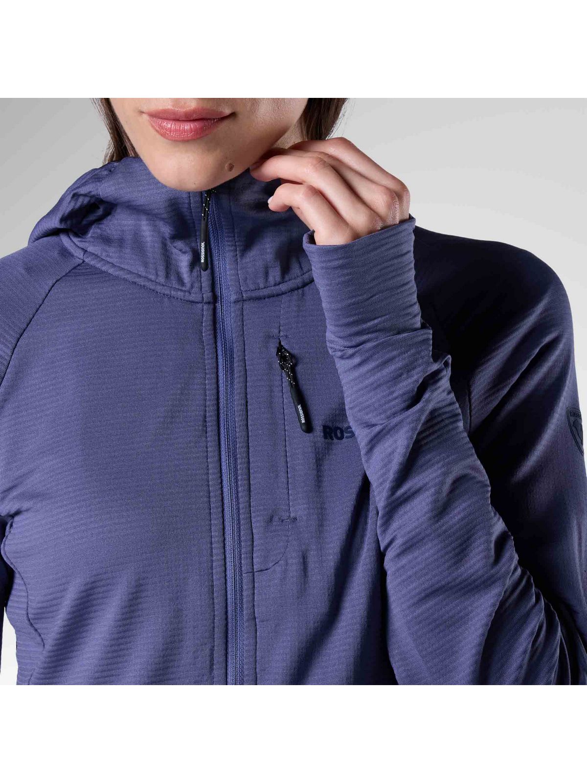 Bluza damska ROSSIGNOL W Textured Hoodie Mid Layer granatowa
