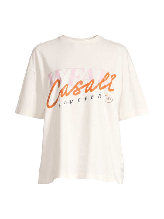 Koszulka treningowa damska CASALL Oversized Cotton Blend Tee kolor biały
