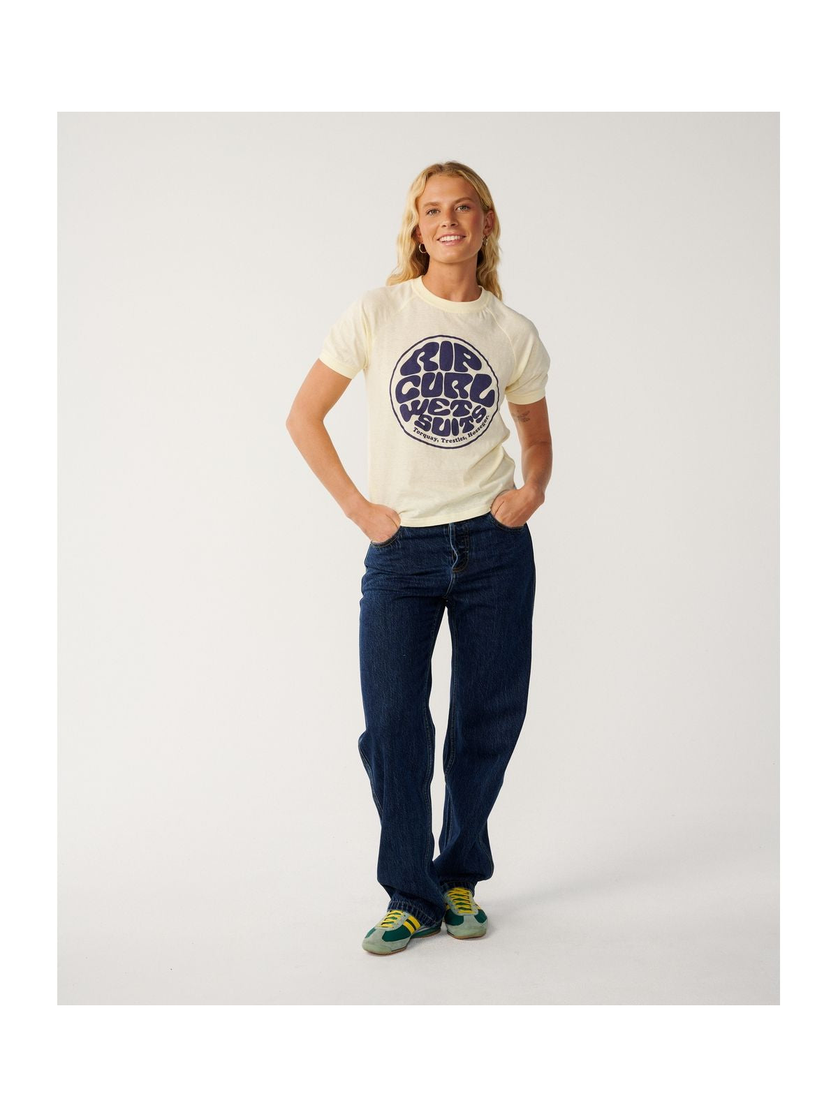 Koszulka damska RIP CURL Sg Wettie Ringer Tee żółta